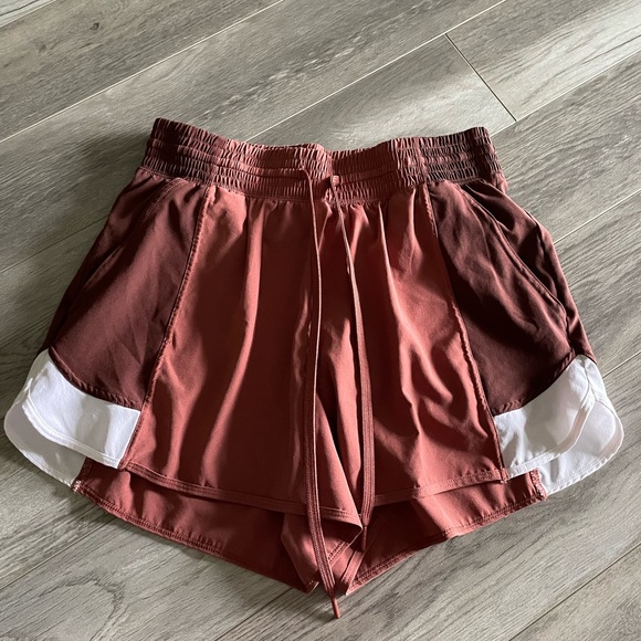 Abercrombie & Fitch Pants - Abercrombie & Fitch Rust and Dark Maroon Athletic Shorts with White Trim